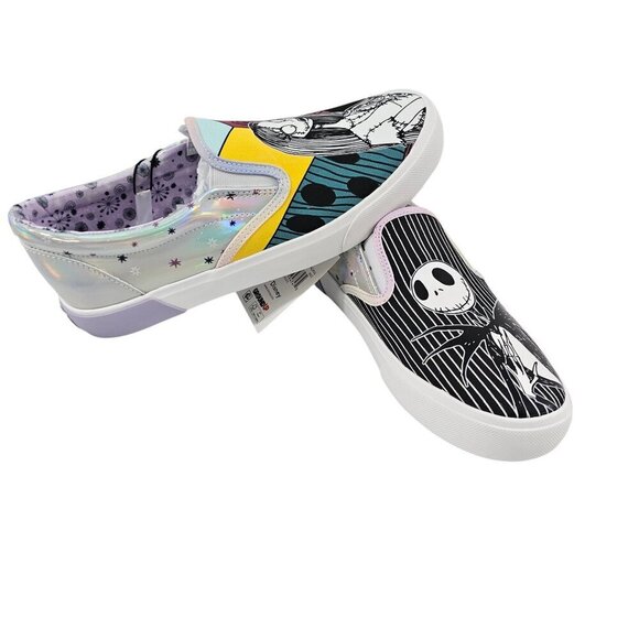 Disney The Nightmare Before Christmas Jack and Sally Slip-on Sneakers NWT - Picture 4 of 16
